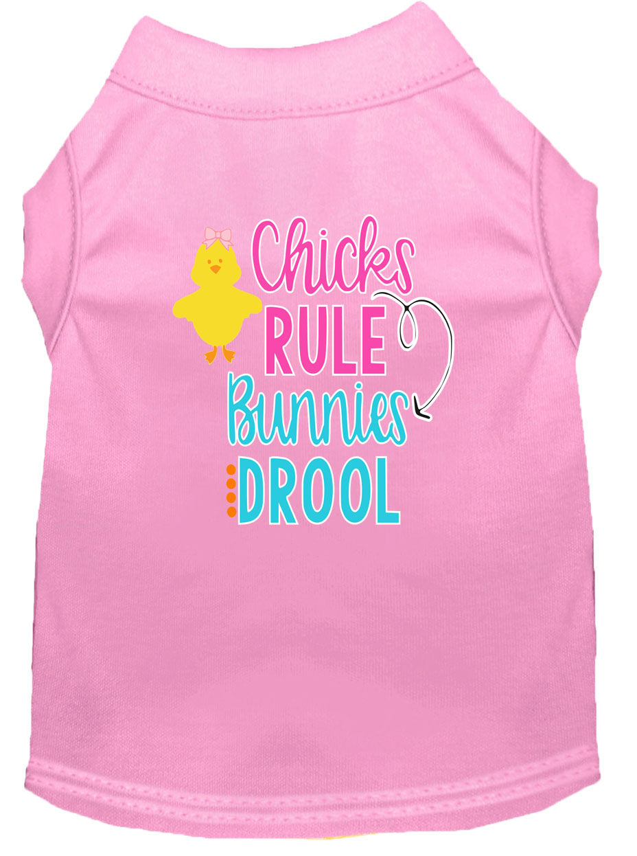 Chicks Rule Screen Print Dog Shirt Light Pink XL